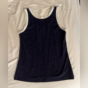 Elegant Navy Tank Top with White Accents